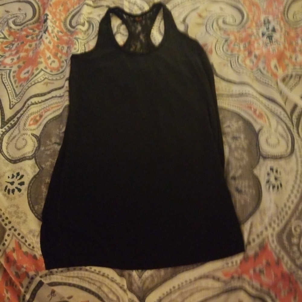 Black tank with lace backing medium